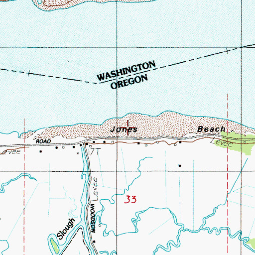 Topographic Map of Jones Beach, OR