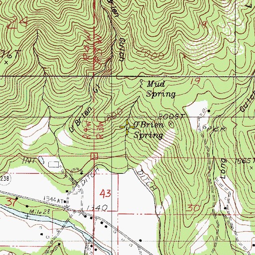 Topographic Map of O'Brien Spring, OR