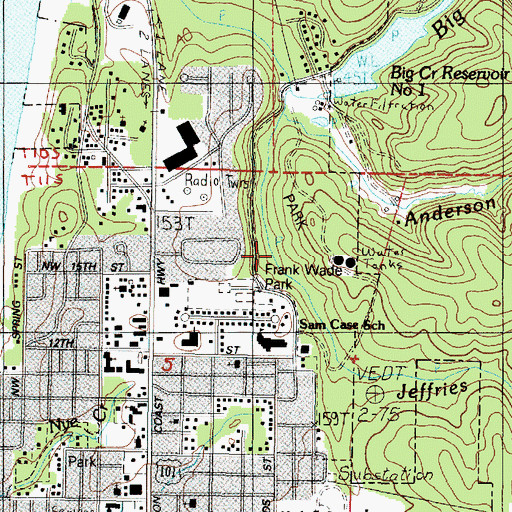 Topographic Map of Frank Wade Park, OR