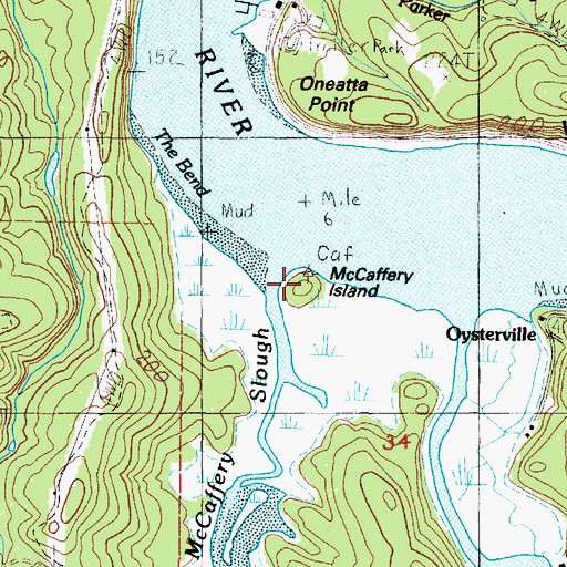 Topographic Map of McCaffrey Island, OR
