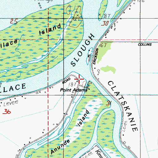 Topographic Map of Point Adams, OR