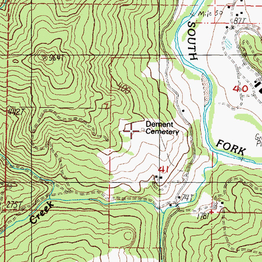 Topographic Map of Dement Cemetery, OR