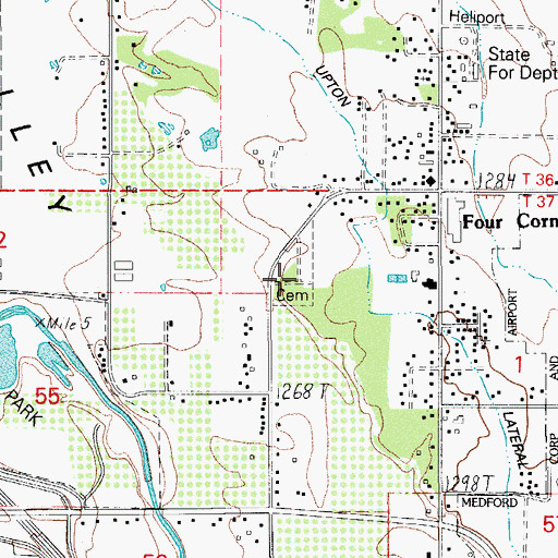 Topographic Map of Central Point IOOF Cemetery, OR
