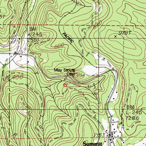 Topographic Map of May Stouts Cemetery, OR