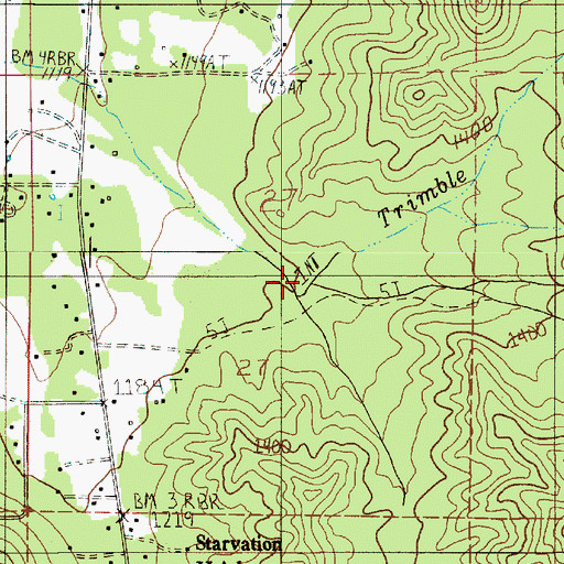 Topographic Map of South Fork Trimble Creek, OR
