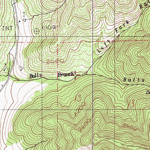 Topographic Map of Left Fork Balls Branch, OR
