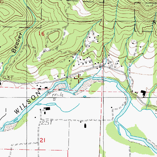 Topographic Map of Caufield Bar, OR