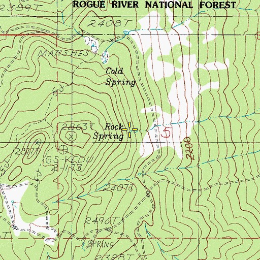 Topographic Map of Rock Spring, OR