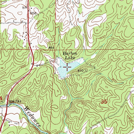 Topographic Map of Barton Lake, AL