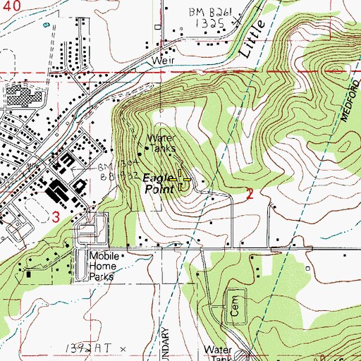 Topographic Map of Eagle Point, OR