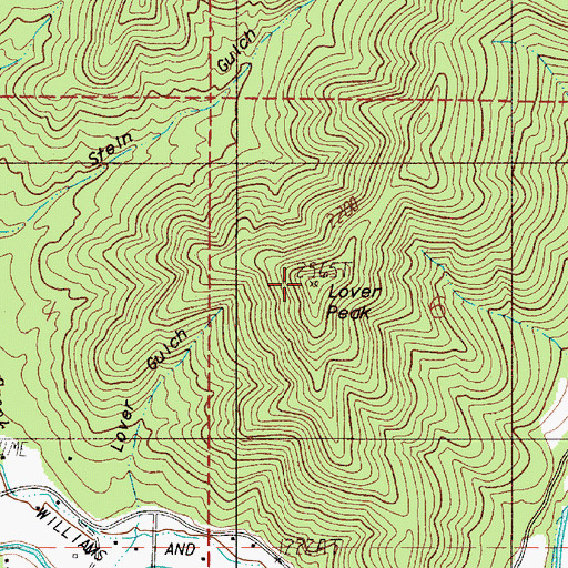 Topographic Map of Lover Peak, OR