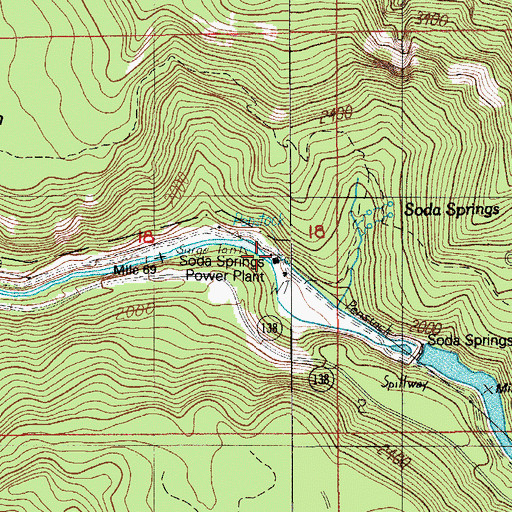Topographic Map of Soda Springs Power Plant, OR