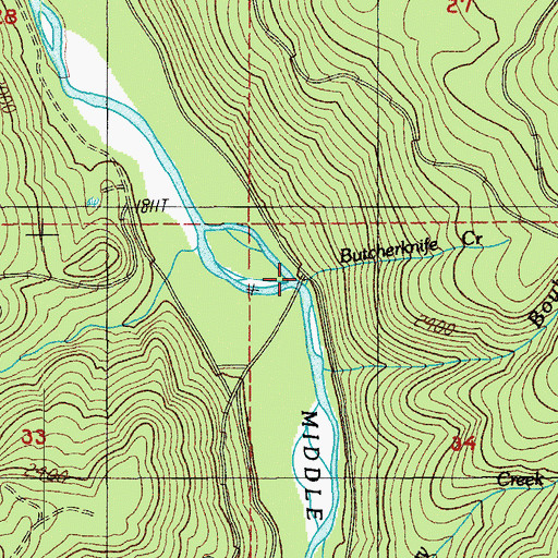 Topographic Map of Butcherknife Creek, OR