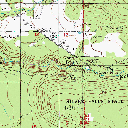 Topographic Map of North Falls, OR