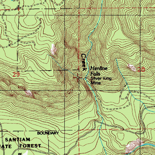 Topographic Map of Silver King Mine, OR