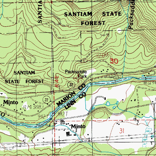 Topographic Map of Packsaddle County Park, OR