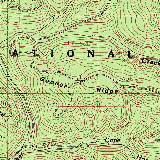 Topographic Map of Gopher Ridge, OR
