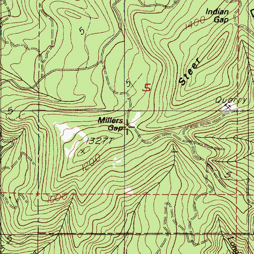 Topographic Map of Millers Gap, OR
