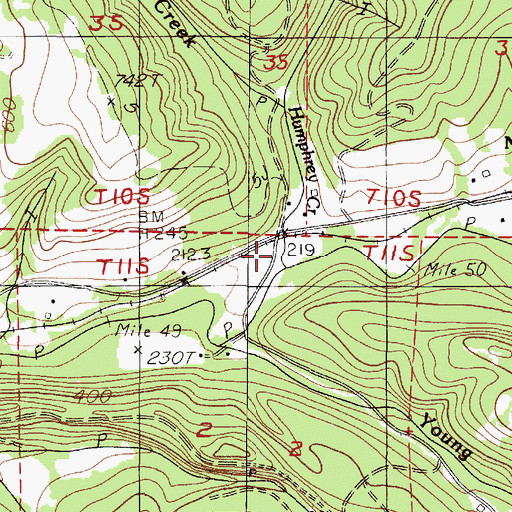 Topographic Map of Humphrey Creek, OR