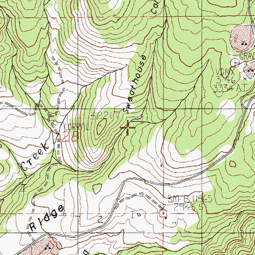 Topographic Map of Sweathouse Canyon, OR