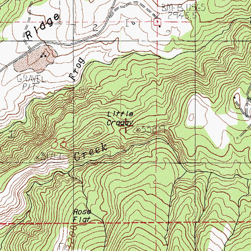 Topographic Map of Little Craggy, OR