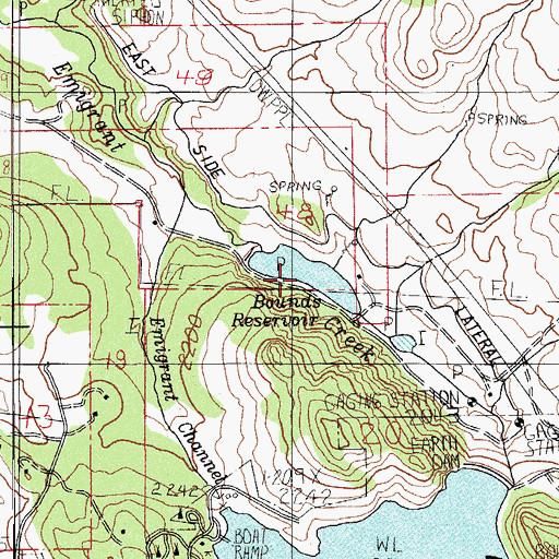 Topographic Map of Bounds Reservoir, OR