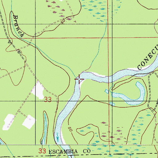 Topographic Map of Bay Branch, AL