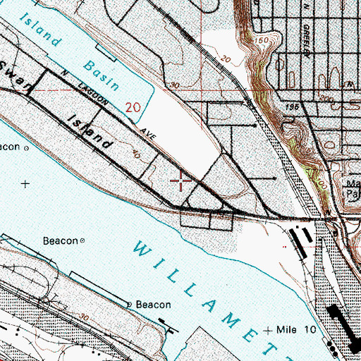 Topographic Map of Port of Portland Berth 308, OR