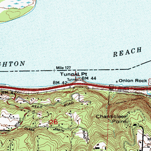 Topographic Map of Rooster Rock Channel, OR
