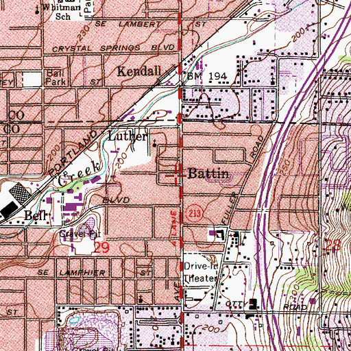 Topographic Map of Battin, OR