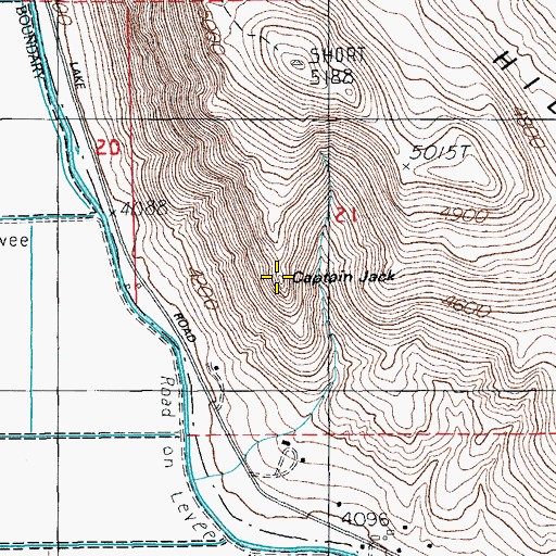 Topographic Map of Captain Jack, OR