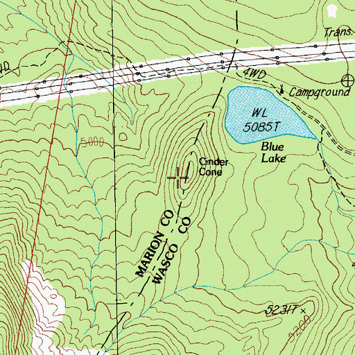 Topographic Map of Cinder Cone, OR