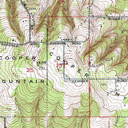 Topographic Map of Cooper Mountain, OR