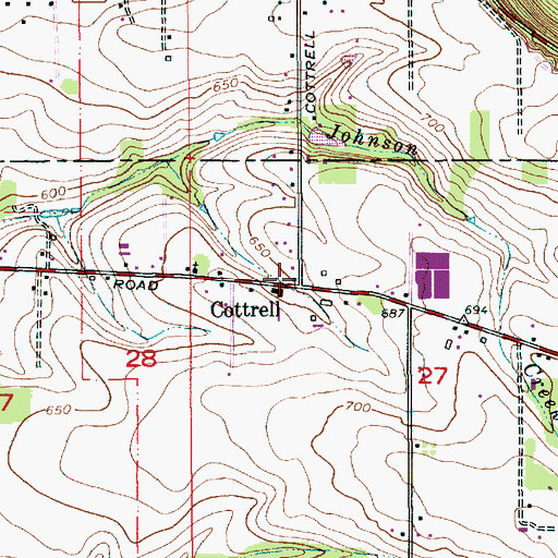 Topographic Map of Cottrell, OR