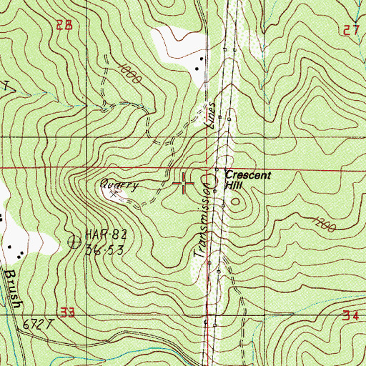 Topographic Map of Crescent Hill, OR