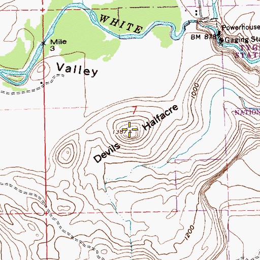 Topographic Map of Devils Halfacre, OR