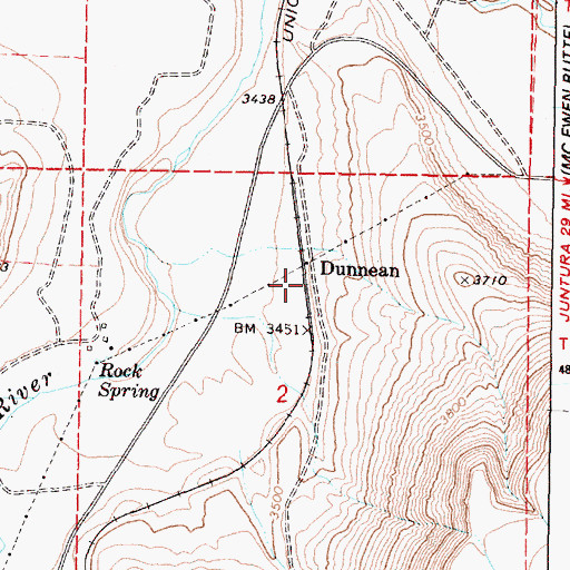 Topographic Map of Dunnean, OR