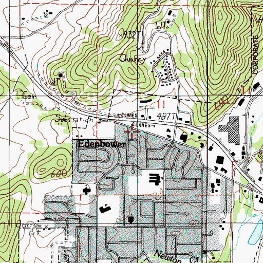 Topographic Map of Edenbower, OR
