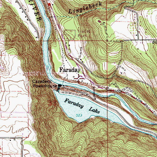 Topographic Map of Faraday, OR