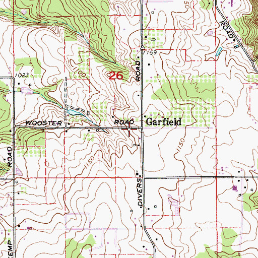 Topographic Map of Garfield (historical), OR