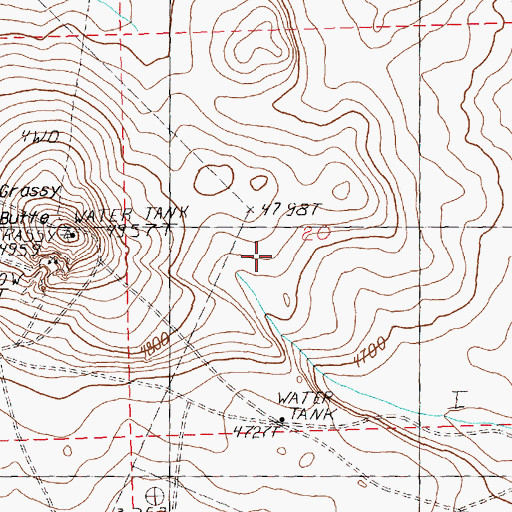 Topographic Map of Grassy Butte, OR