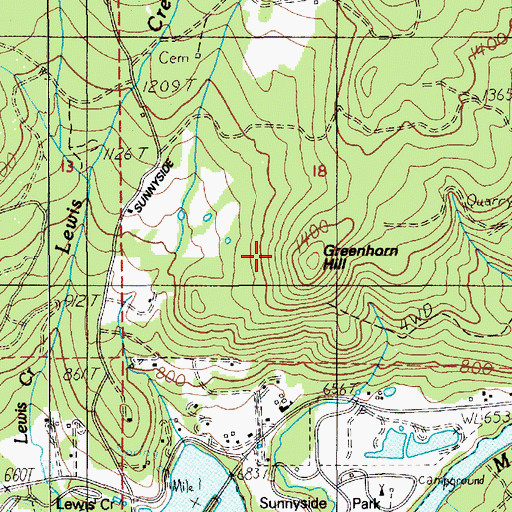 Topographic Map of Greenhorn Hill, OR