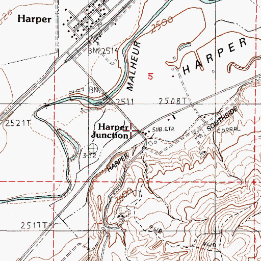 Topographic Map of Harper Junction, OR