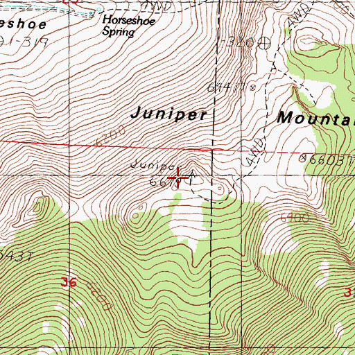 Topographic Map of Juniper Mountain, OR