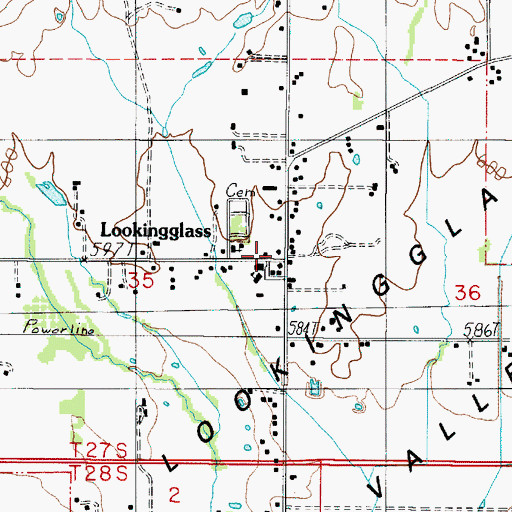 Topographic Map of Lookingglass, OR