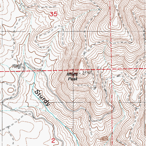 Topographic Map of Miles Peak, OR