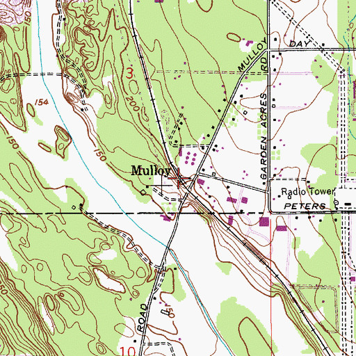 Topographic Map of Mulloy, OR