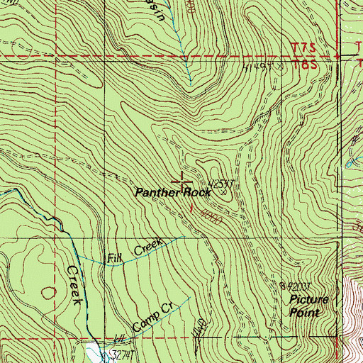 Topographic Map of Panther Rock, OR