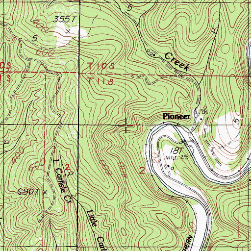 Topographic Map of Pioneer, OR
