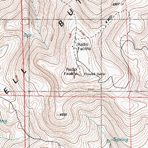 Topographic Map of Powell Buttes, OR